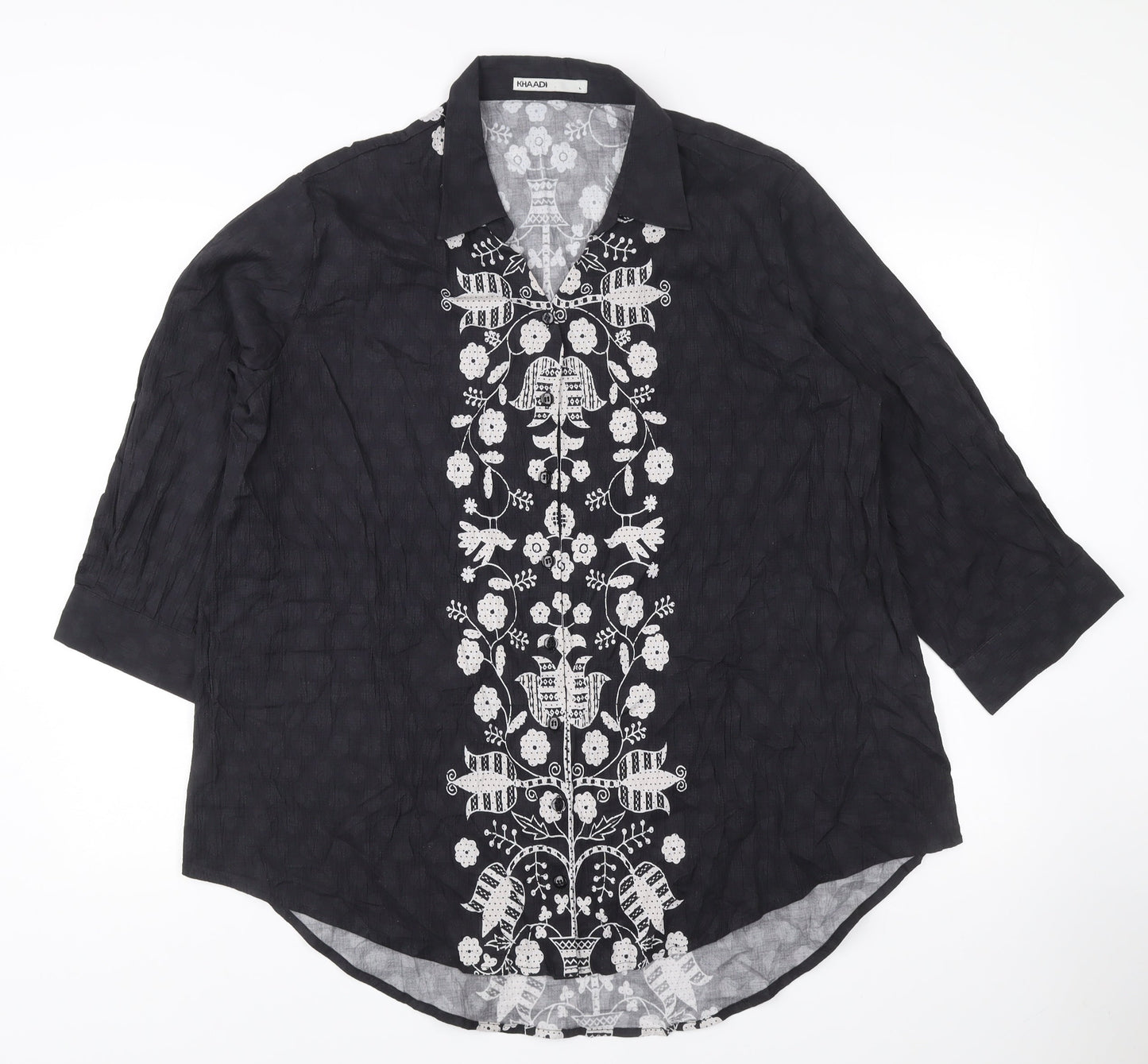 Womens UK Size L Khaadi Black Tunic Blouse