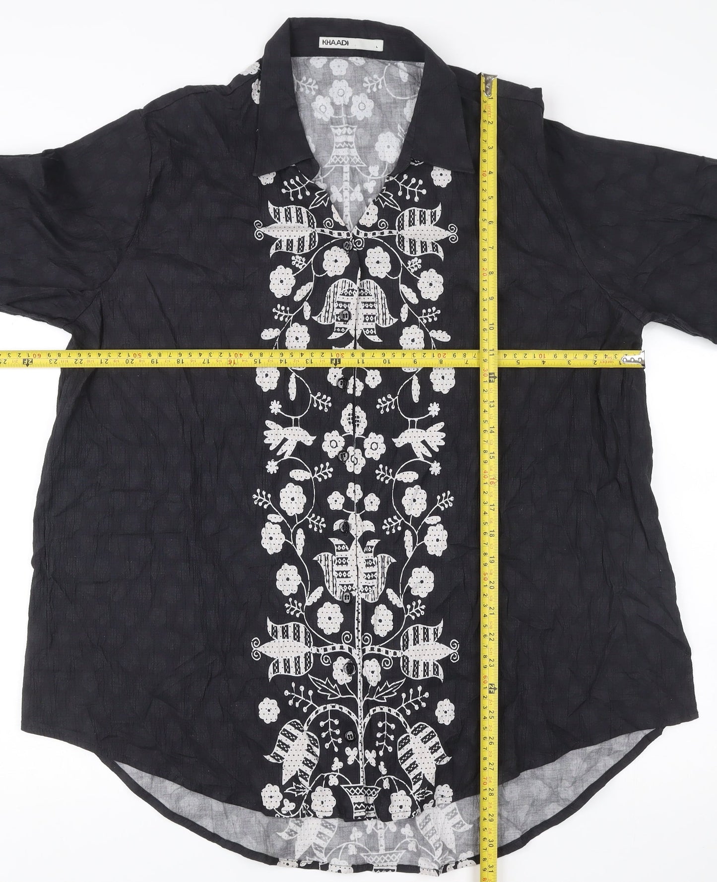 Womens UK Size L Khaadi Black Tunic Blouse