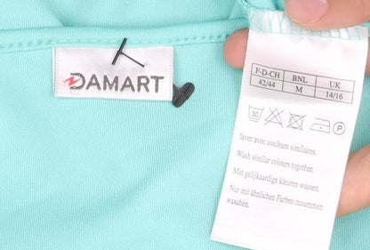 Damart Women’s Blue Lace V-Neck Short Sleeve T-Shirt Top M