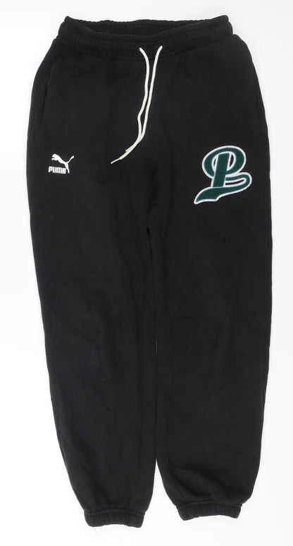 Puma Mens Black XS Jogger Sweatpants Cotton Blend Tapered Fit