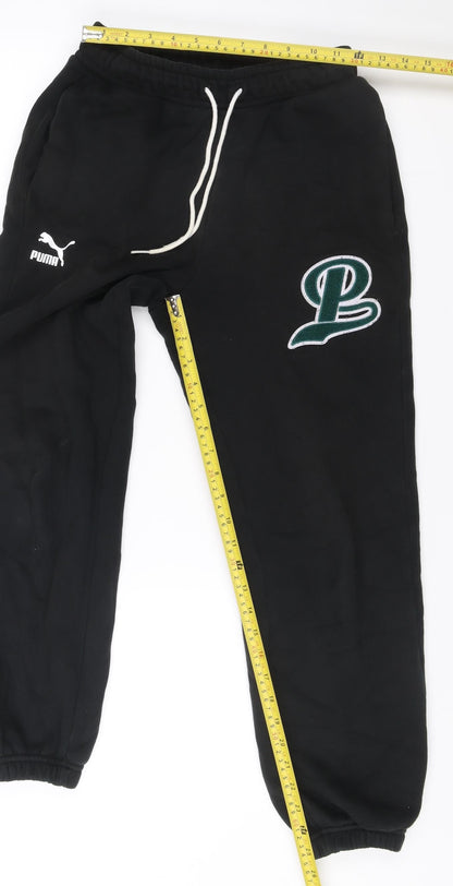 Puma Mens Black XS Jogger Sweatpants Cotton Blend Tapered Fit
