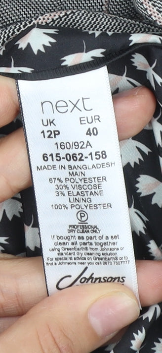 Next Petite Grey Check Blazer Women Size 12P Single-Breasted