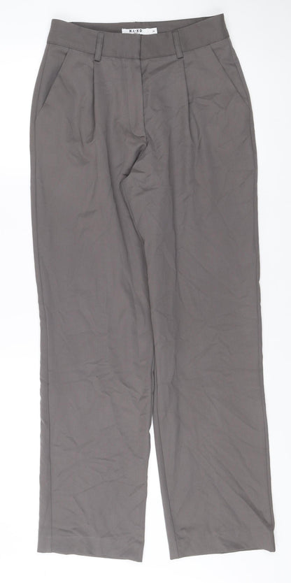 NA-KD Women’s Grey Wide-Leg Pleated Trousers Size 8