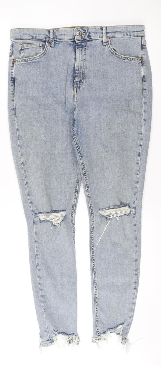 Topshop Women’s Blue Distressed Mom Jeans Size 12 High Rise