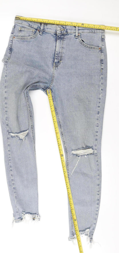 Topshop Women’s Blue Distressed Mom Jeans Size 12 High Rise