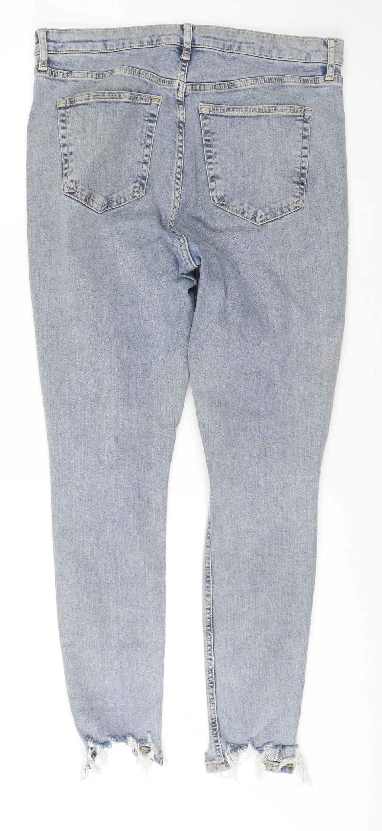 Topshop Women’s Blue Distressed Mom Jeans Size 12 High Rise