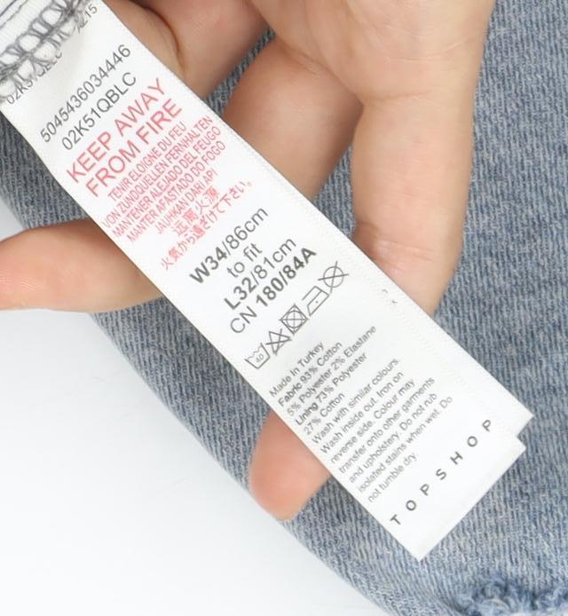 Topshop Women’s Blue Distressed Mom Jeans Size 12 High Rise