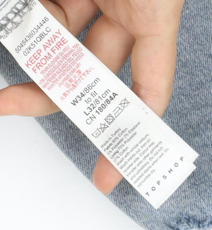 Topshop Women’s Blue Distressed Mom Jeans Size 12 High Rise