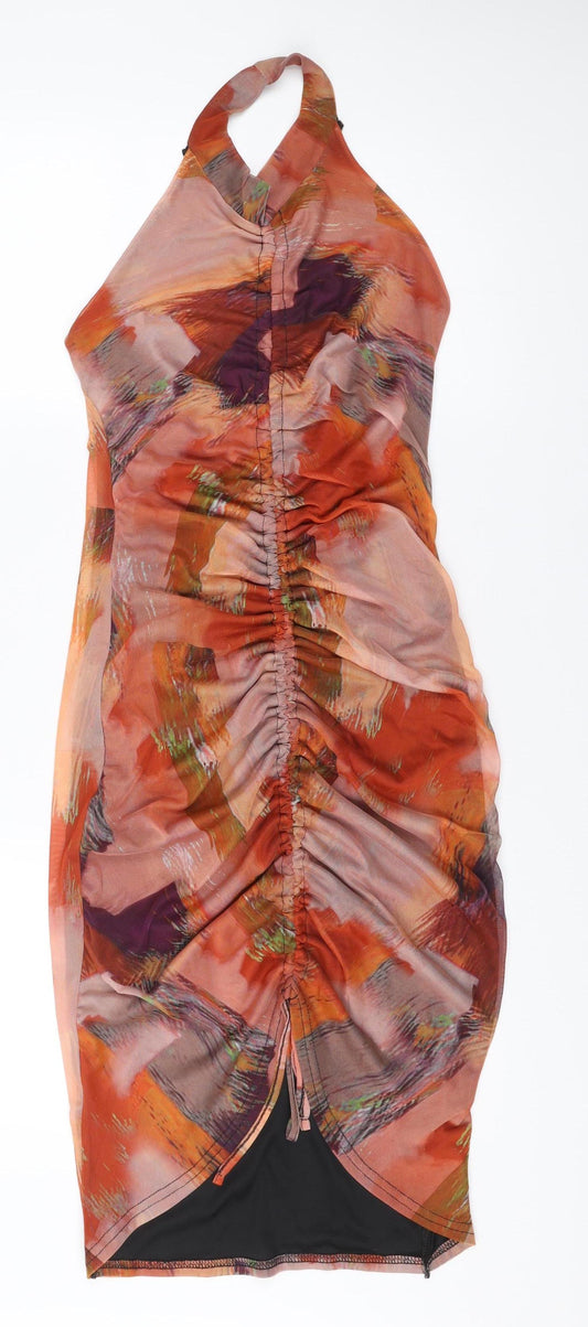 PrettyLittleThing Women’s Multicoloured Size 6 Halter Bodycon Dress