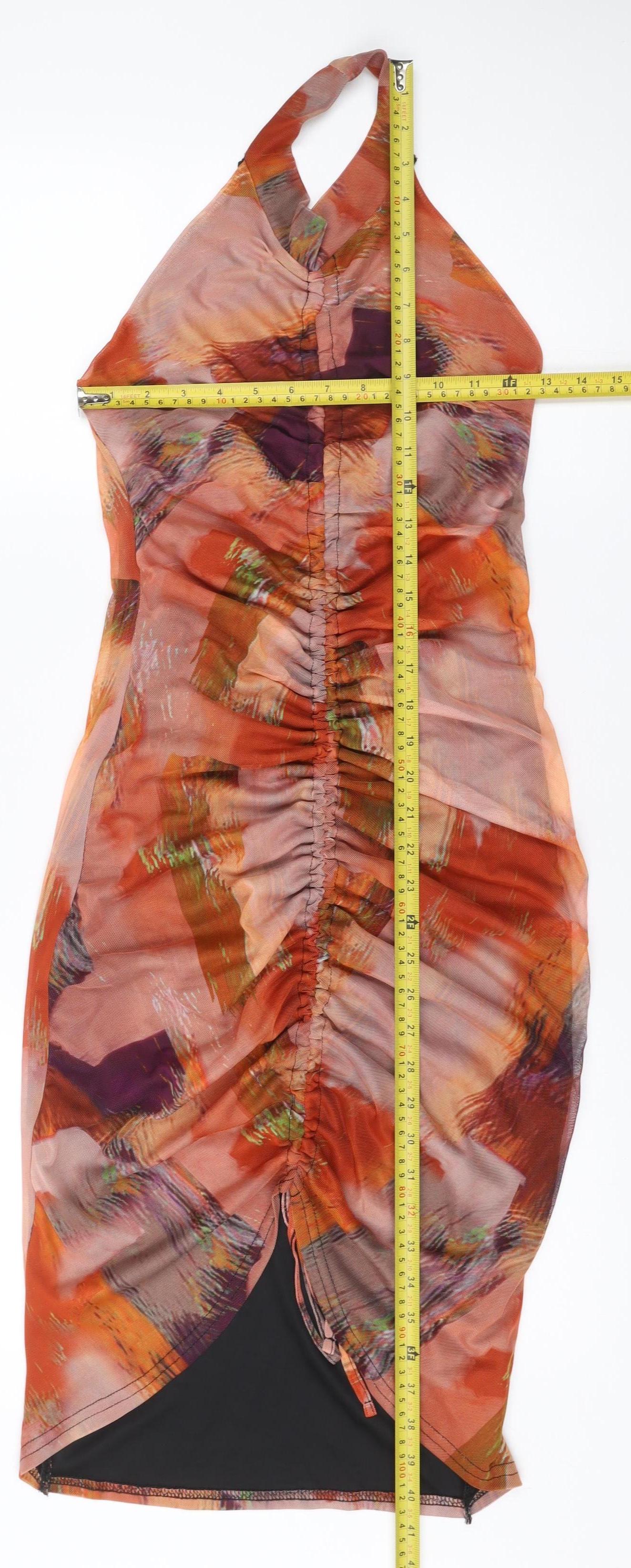 PrettyLittleThing Women’s Multicoloured Size 6 Halter Bodycon Dress