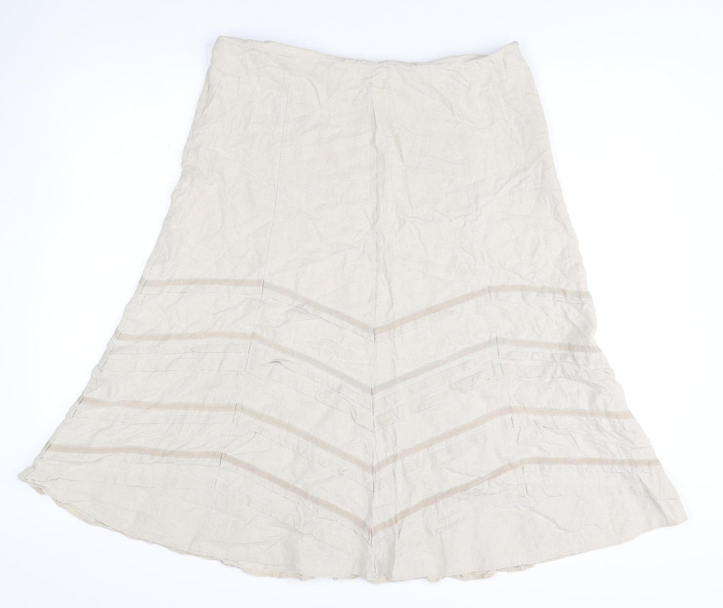 Marks and Spencer Women’s Beige A-Line Long Skirt Size 14 Linen Blend