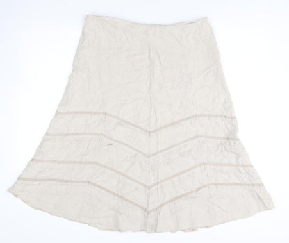 Marks and Spencer Women’s Beige A-Line Long Skirt Size 14 Linen Blend