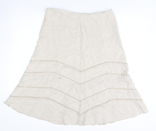 Marks and Spencer Women’s Beige A-Line Long Skirt Size 14 Linen Blend
