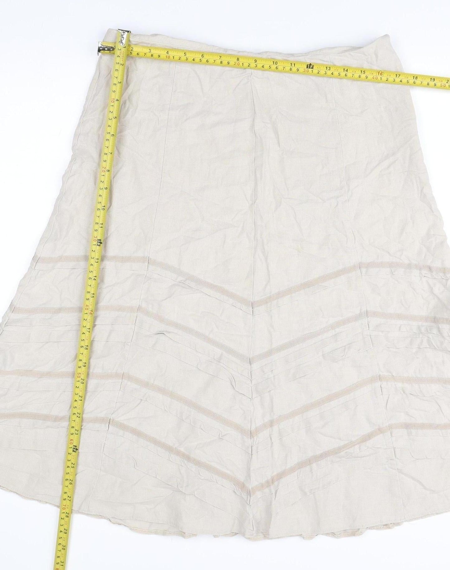 Marks and Spencer Women’s Beige A-Line Long Skirt Size 14 Linen Blend