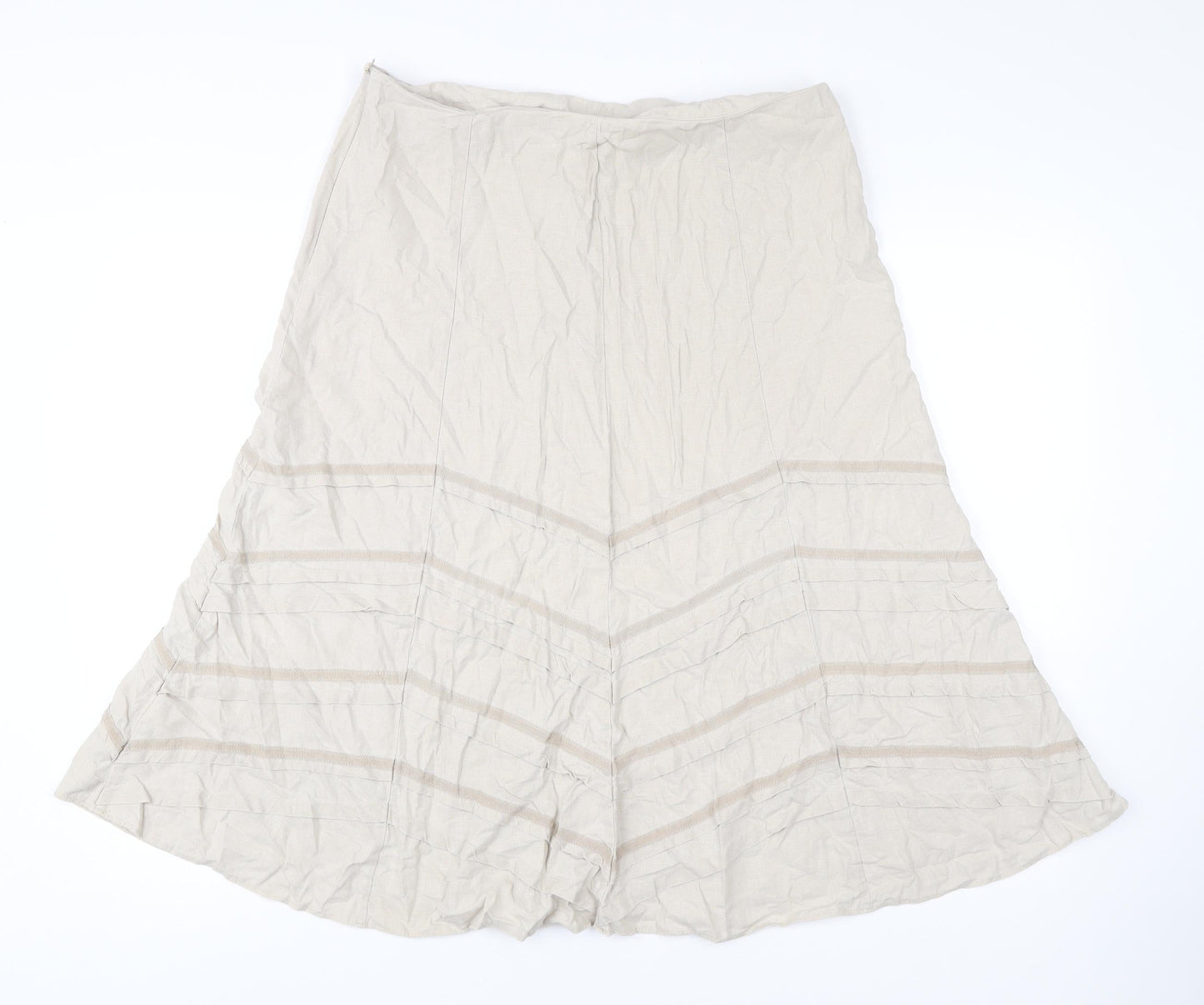 Marks and Spencer Women’s Beige A-Line Long Skirt Size 14 Linen Blend