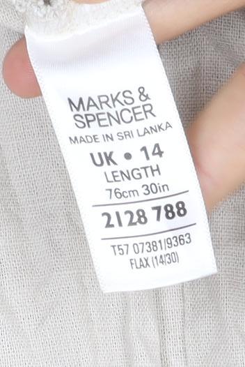 Marks and Spencer Women’s Beige A-Line Long Skirt Size 14 Linen Blend