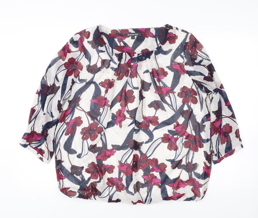 Bonmarché Women’s Multicoloured Floral Blouse Size 16 3/4 Sleeve