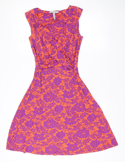 Pepperberry Women’s Orange Purple Floral Fit & Flare Dress Size 12
