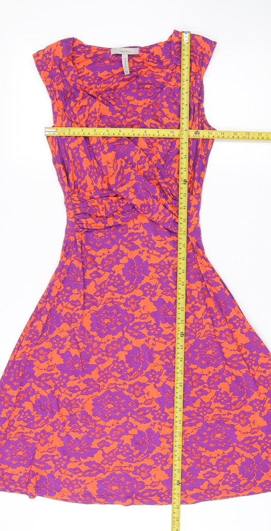 Pepperberry Women’s Orange Purple Floral Fit & Flare Dress Size 12