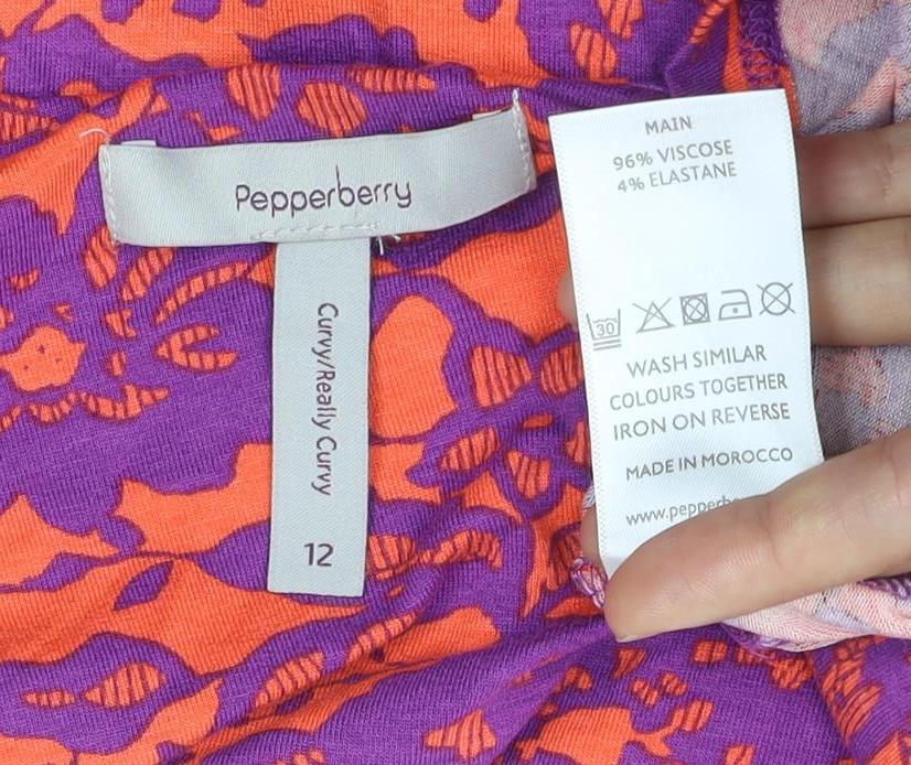 Pepperberry Women’s Orange Purple Floral Fit & Flare Dress Size 12