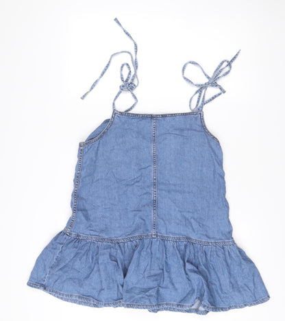 Primark Women’s Blue Slip Dress Size 12 Cotton Summer Strappy