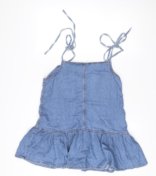 Primark Women’s Blue Slip Dress Size 12 Cotton Summer Strappy