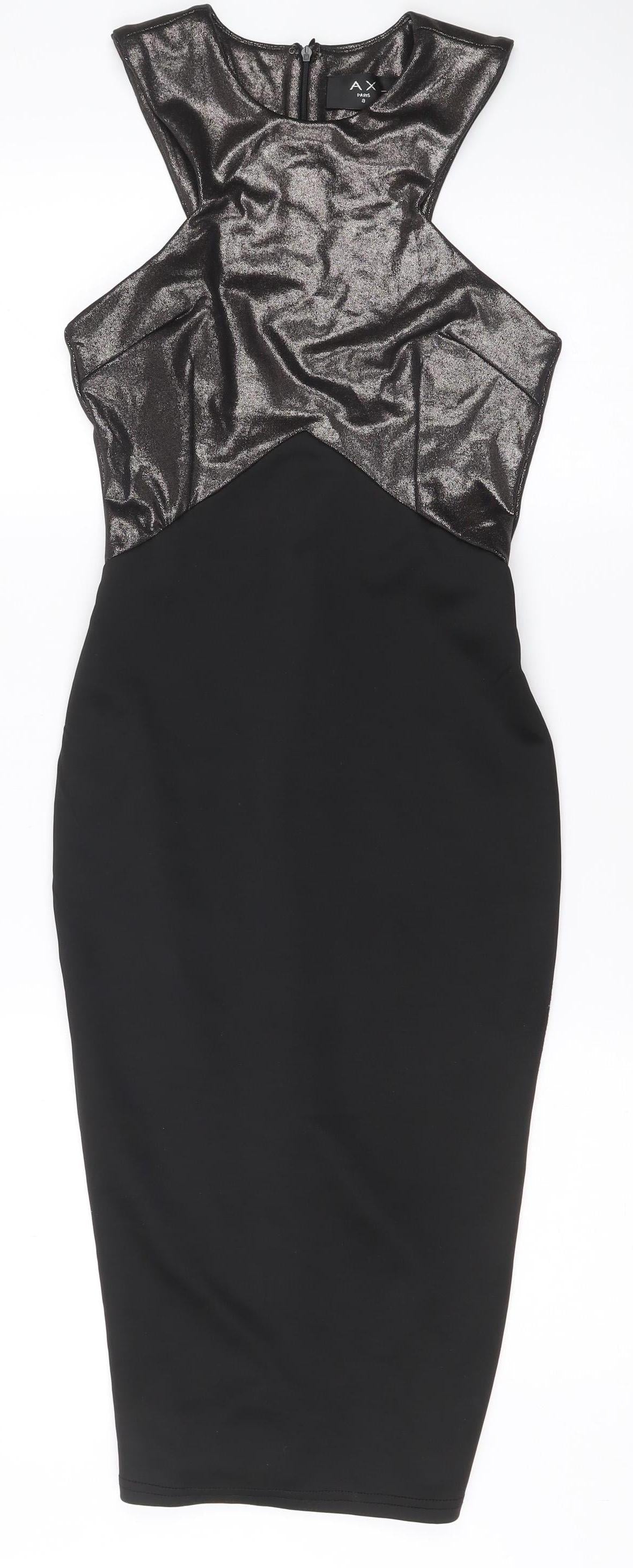 Armani Exchange Women’s Black Silver One Shoulder Bodycon Dress S