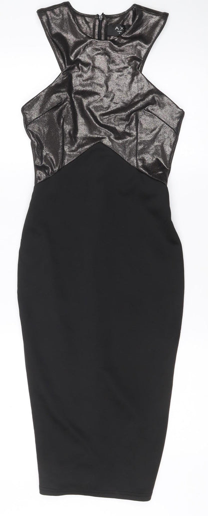 Armani Exchange Women’s Black Silver One Shoulder Bodycon Dress S