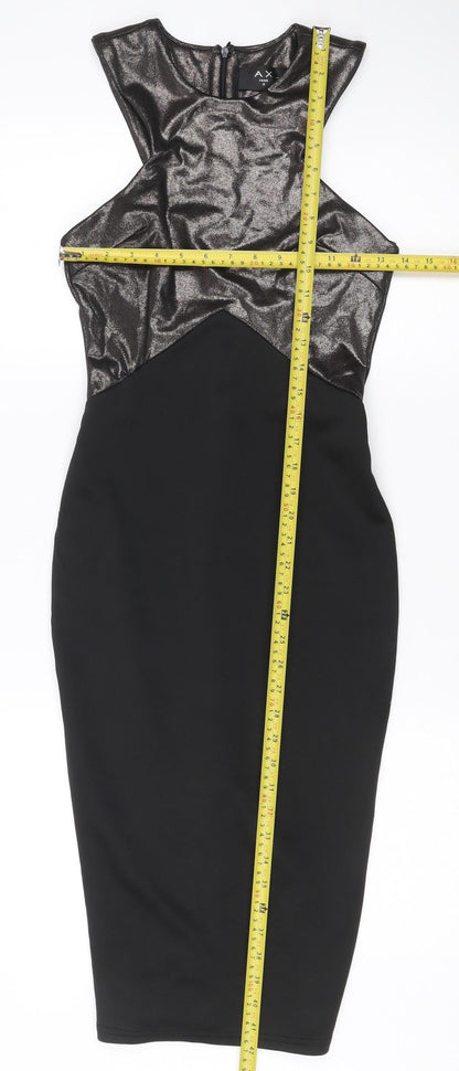 Armani Exchange Women’s Black Silver One Shoulder Bodycon Dress S