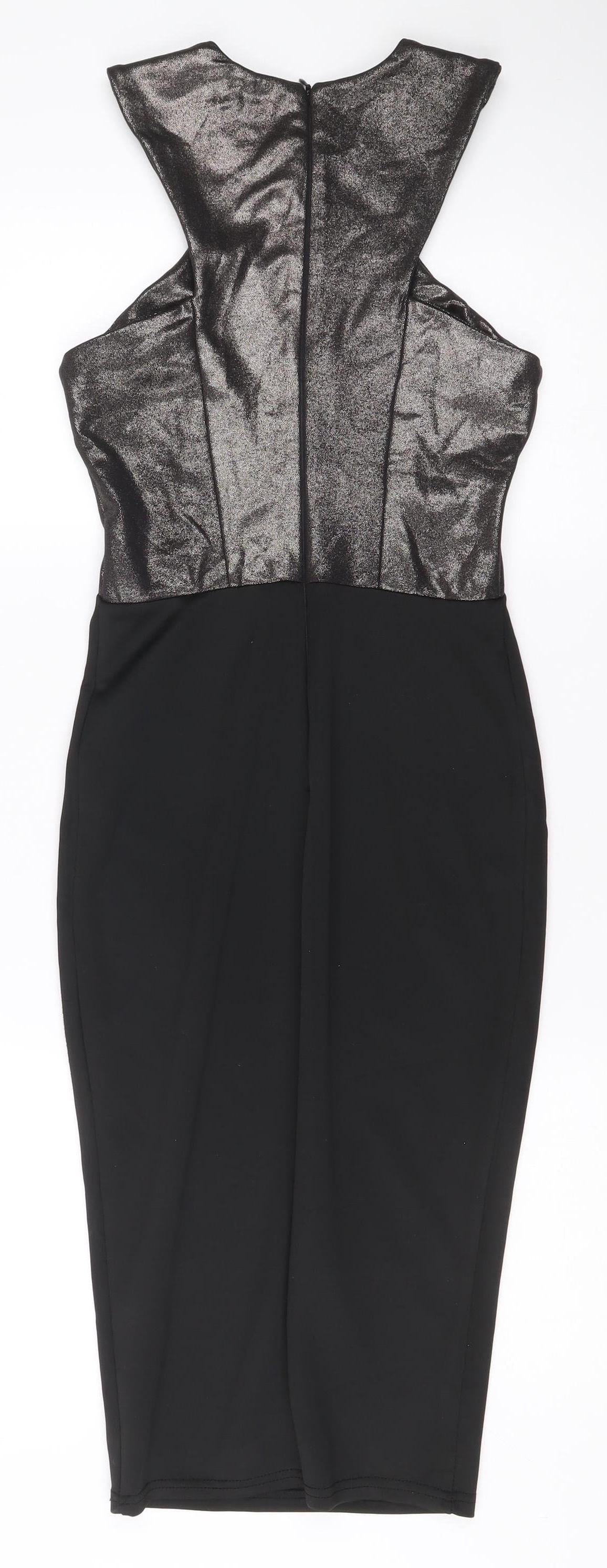 Armani Exchange Women’s Black Silver One Shoulder Bodycon Dress S