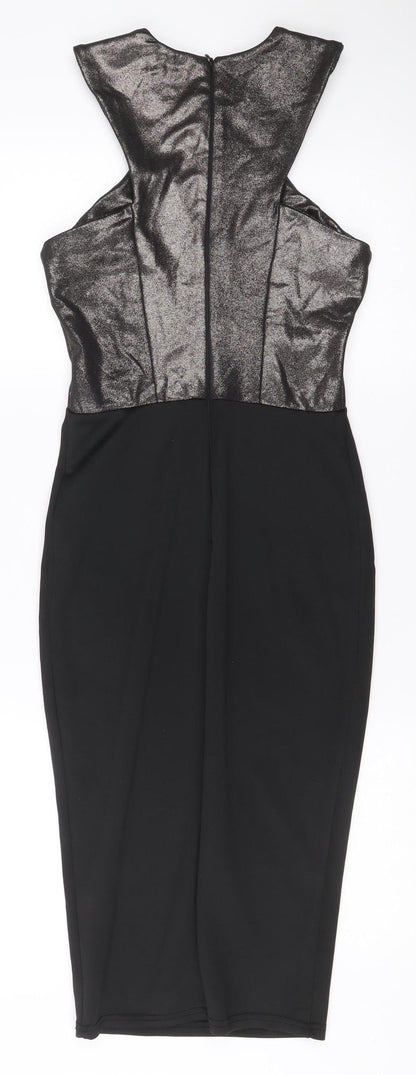 Armani Exchange Women’s Black Silver One Shoulder Bodycon Dress S