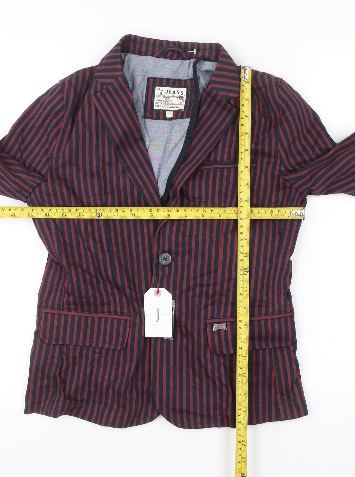 J Jeans Boys Red Blue Striped Cotton Suit Jacket 11 Years Casual Party