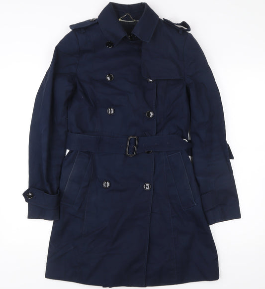Banana Republic Women's Blue XS Trench Coat Belted Mid-Length
