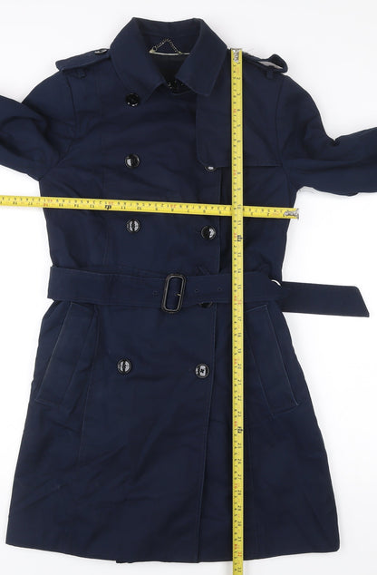 Banana Republic Women's Blue XS Trench Coat Belted Mid-Length