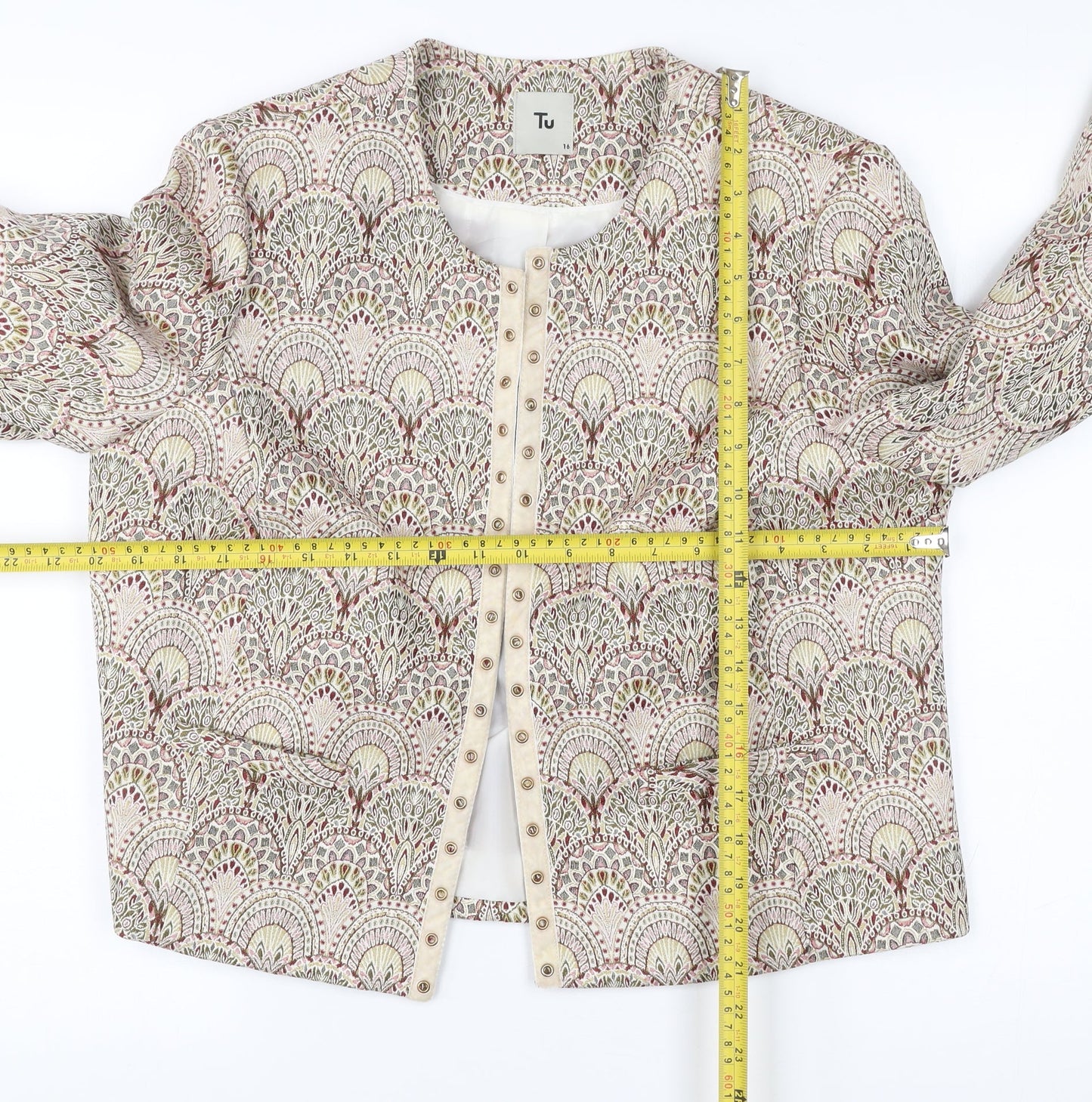 Tu Women’s Multicoloured Geometric Short Jacket Size 16
