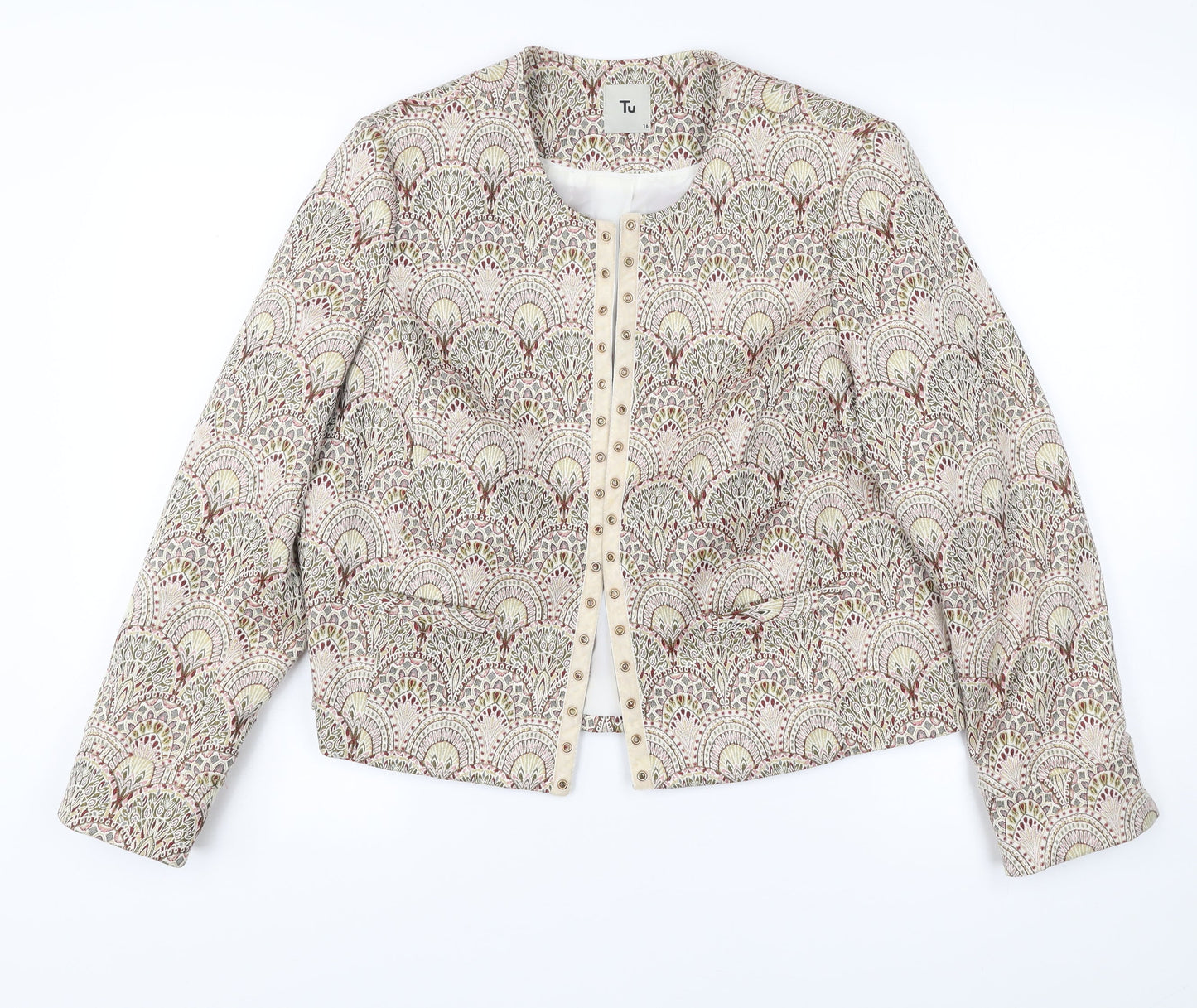 Tu Women’s Multicoloured Geometric Short Jacket Size 16