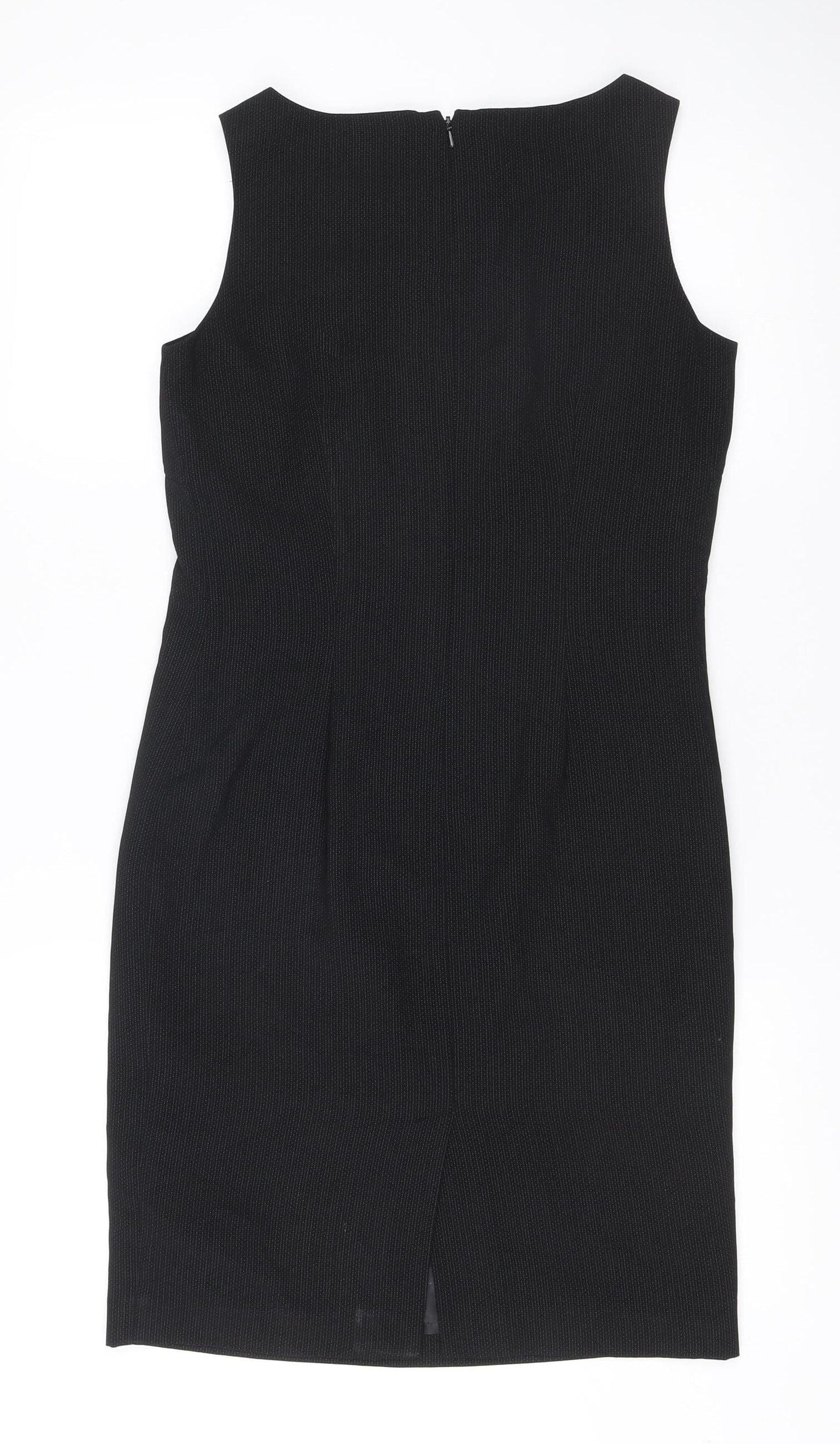Next Womens Black Sheath Dress UK 8 Round Neck Sleeveless Workwear
