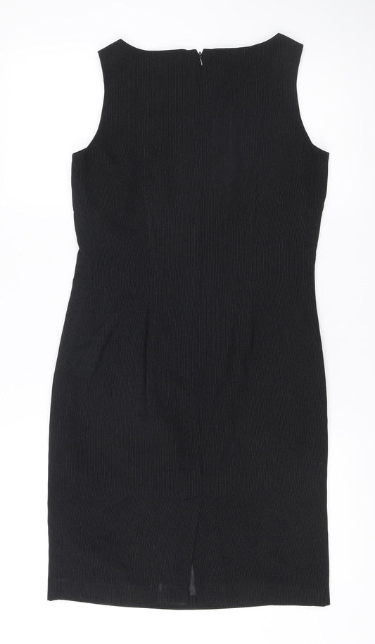 Next Womens Black Sheath Dress UK 8 Round Neck Sleeveless Workwear