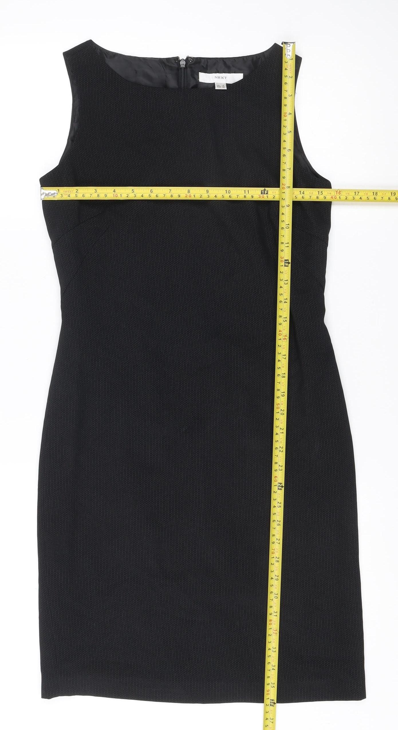 Next Womens Black Sheath Dress UK 8 Round Neck Sleeveless Workwear