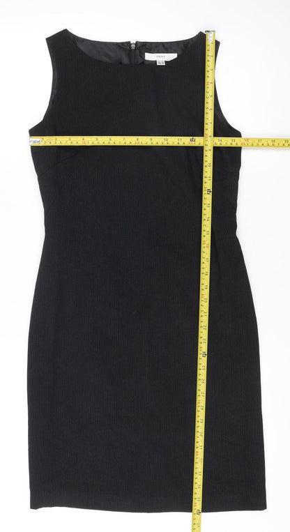 Next Womens Black Sheath Dress UK 8 Round Neck Sleeveless Workwear