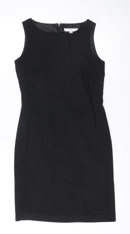 Next Womens Black Sheath Dress UK 8 Round Neck Sleeveless Workwear