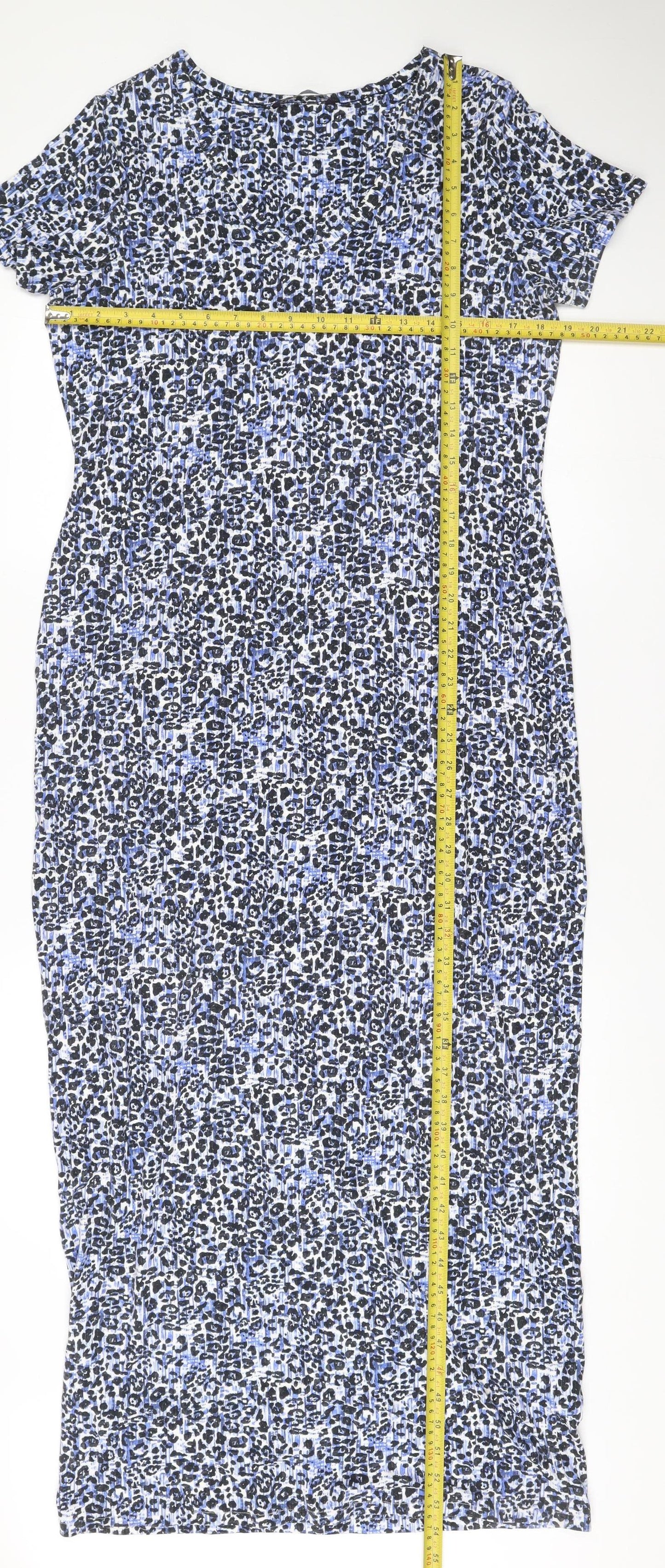 Marks and Spencer Women’s Blue Animal Print Bodycon Dress Size 14