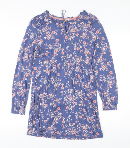White Stuff Women’s Blue Floral Knee Length Shift Dress Size 8