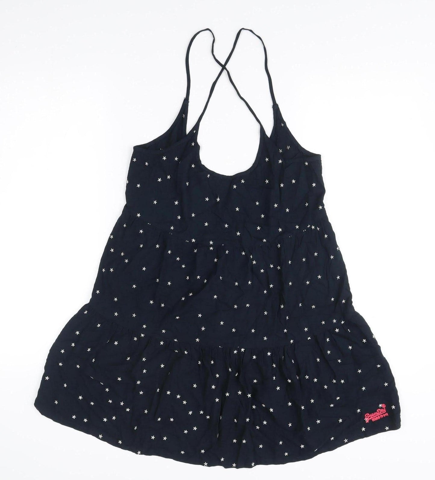 Superdry Womens Blue Star Embroidered Slip Dress Size S Summer Casual