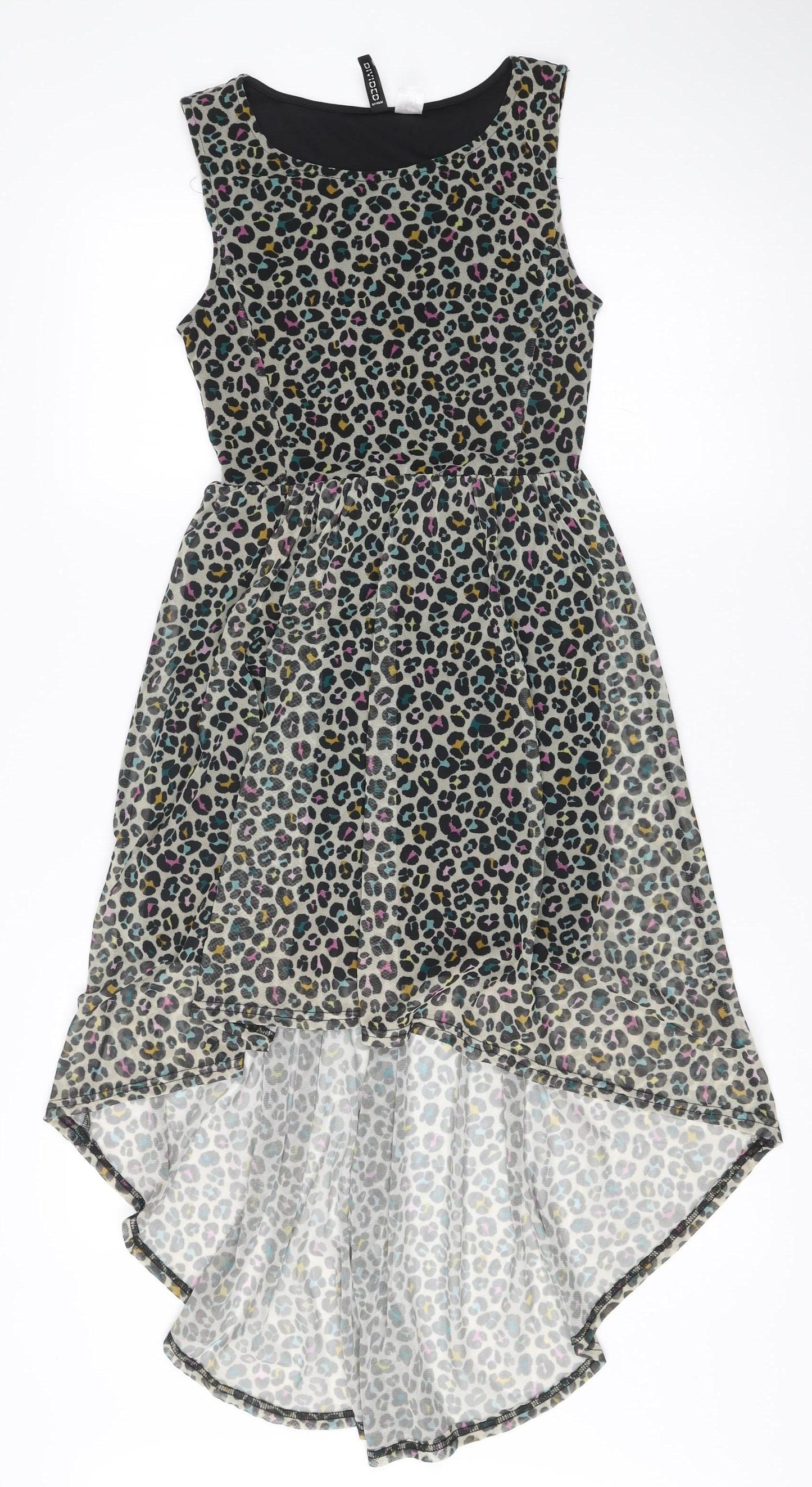 Divided by H&M Women’s Multicoloured Leopard Print Hi-Low Skater Dress Size 6
