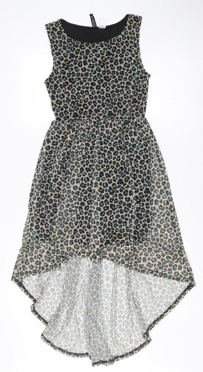 Divided by H&M Women’s Multicoloured Leopard Print Hi-Low Skater Dress Size 6