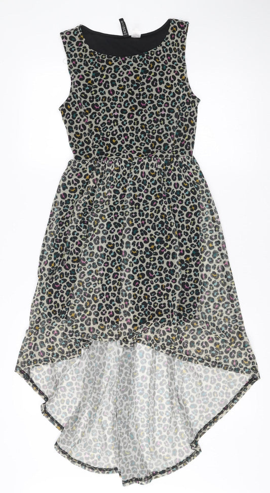 Divided by H&M Women’s Multicoloured Leopard Print Hi-Low Skater Dress Size 6