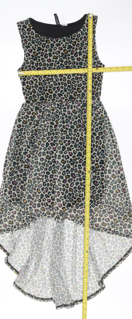 Divided by H&M Women’s Multicoloured Leopard Print Hi-Low Skater Dress Size 6