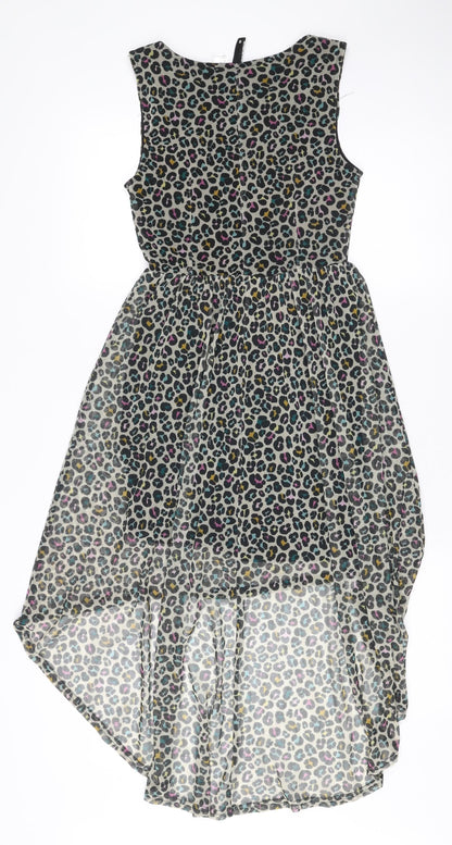 Divided by H&M Women’s Multicoloured Leopard Print Hi-Low Skater Dress Size 6