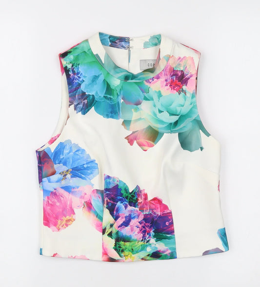 Coast Womens Cropped Floral Satin Tank Top Multicolour Size 6